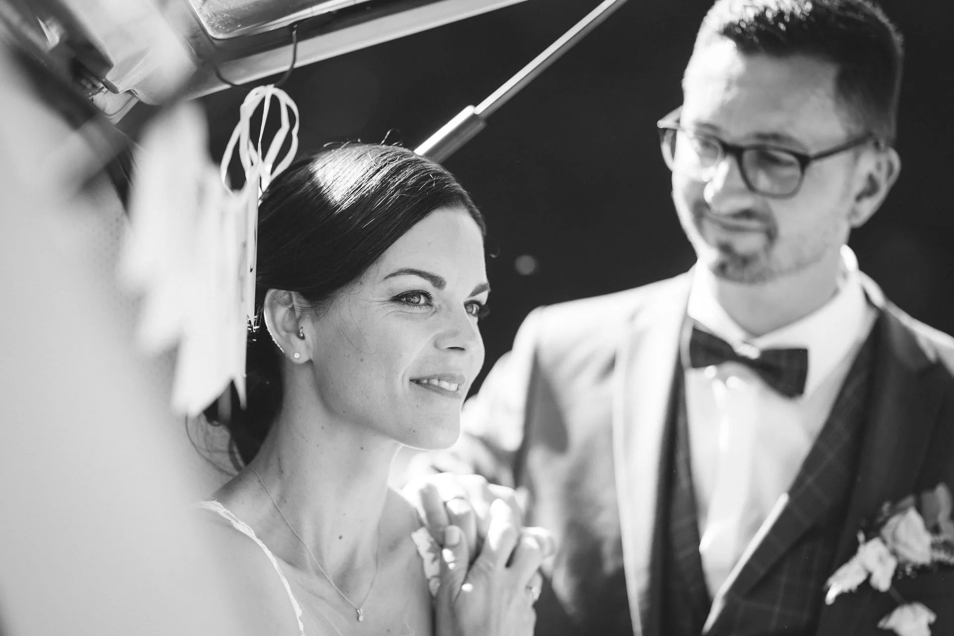 Modern golden hour wedding portrait in Germany