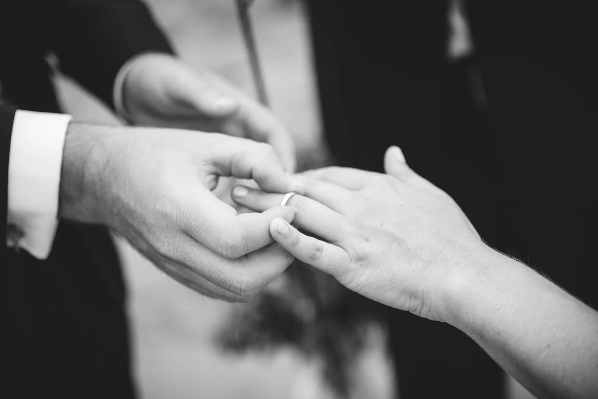 Black and white ring exchange detail
